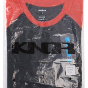 KNQR Mens Casual Basic Soft Tagless 3/4 Sleeve Active Sports Running Hiking Baseball Tee Shirts Black/Flame Red M