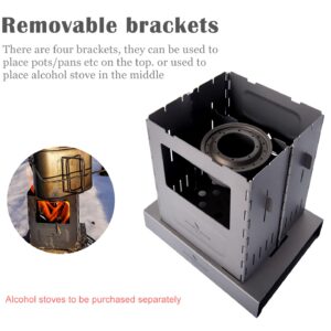 Boundless Voyage Titanium Folding Wood Stove Backpacking Stove with Pot Bracket Outdoor Camping Charcoal Burner Furnace Ti2010C