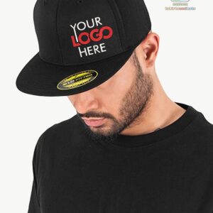 Baseball Premium Fitted Flat Brim Flex Fit Hat Custom Personalized Logo Elastic Closure Hat for Men and Women Custom Embroidered (L/XL, Black)