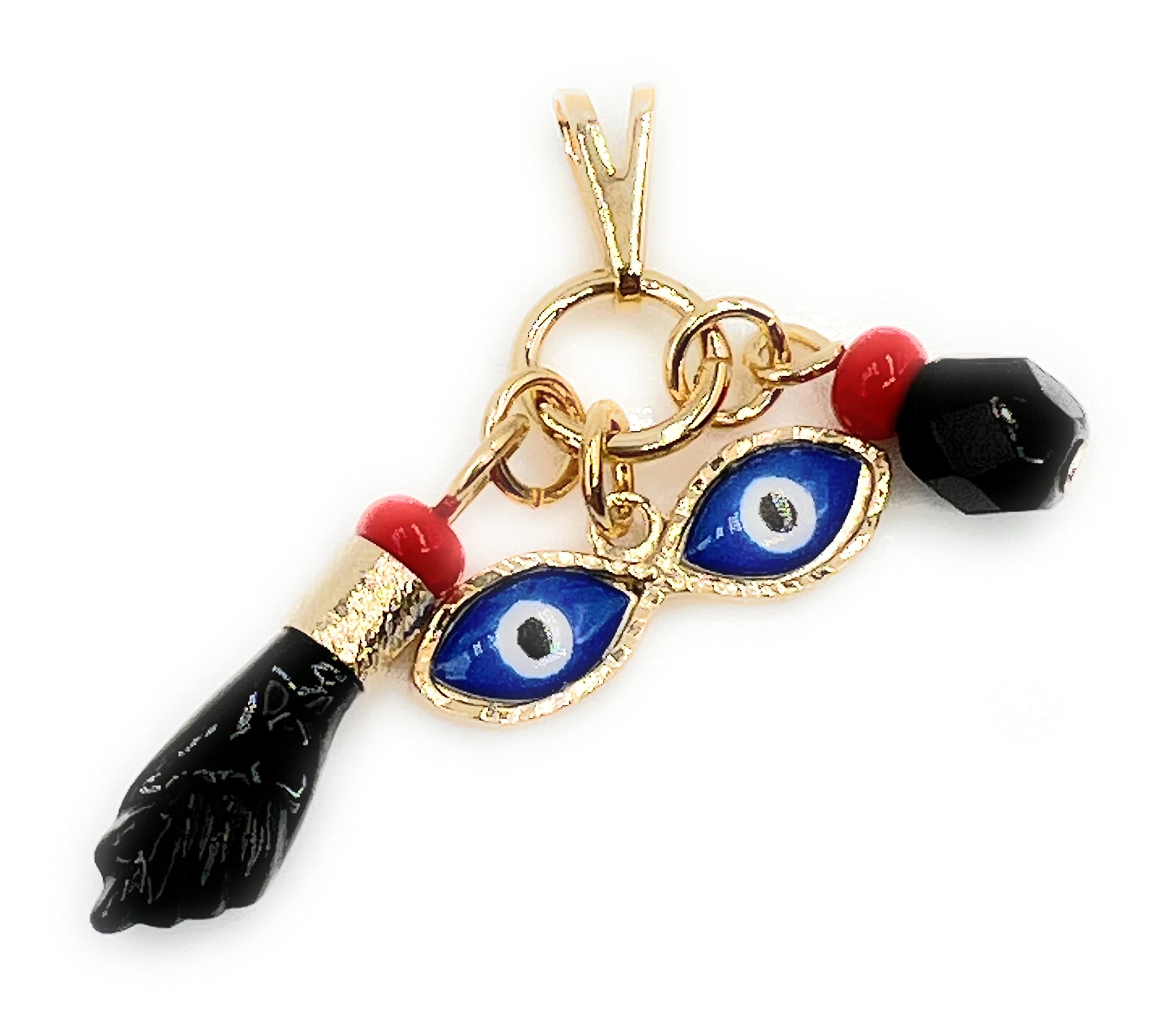 Gold Filled Azabache Pendant Prosperity & Good Fortune Evil Eye Protection Jewelry