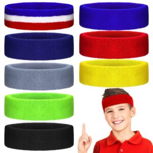 8 pcs boys headband kids sweatband youth sweatbands toddler boys headband for sports kids colorful soft children head sweatband for athletic basketball, soccer and more