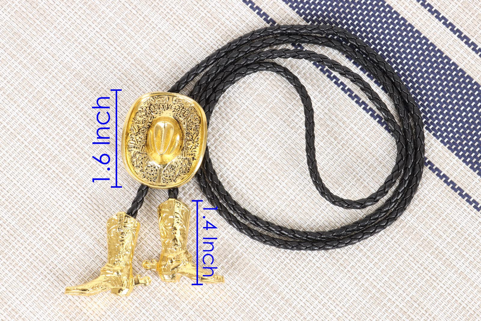 Bolo Ties for Men Western - 3D Cowboy Hat Bolo Tie Design with Vintage Cowboy Boots Bolo Tie Western Bolotie Cowboy Bola Tie (Gold Cowboy Hat Tie)