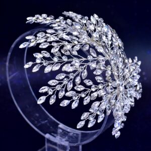 TRiXY Wedding Headband Bridal Hair Pieces Rhinestone Hair Accessories for Brides and Bridesmaids,Party Hair Accessories Headpieces for Women Silver HP438