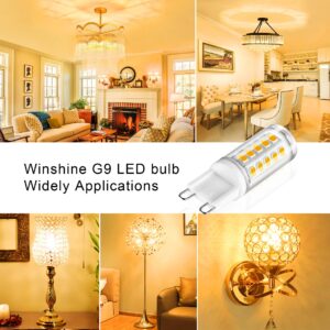 winshine 10 Pack G9 LED Bulb 4W (40W Halogen Equivalent) 2700K Soft White, T4 Chandelier Light Bulbs G9 Bi Pin Ceramic Base, No-Flicker 120V AC 400 Lumen 360°Beam Angle No-Dimmable