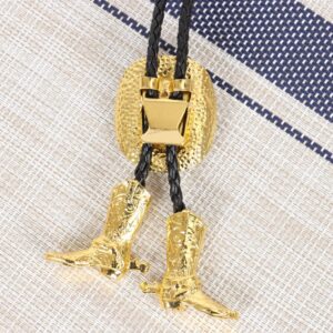 Bolo Ties for Men Western - 3D Cowboy Hat Bolo Tie Design with Vintage Cowboy Boots Bolo Tie Western Bolotie Cowboy Bola Tie (Gold Cowboy Hat Tie)