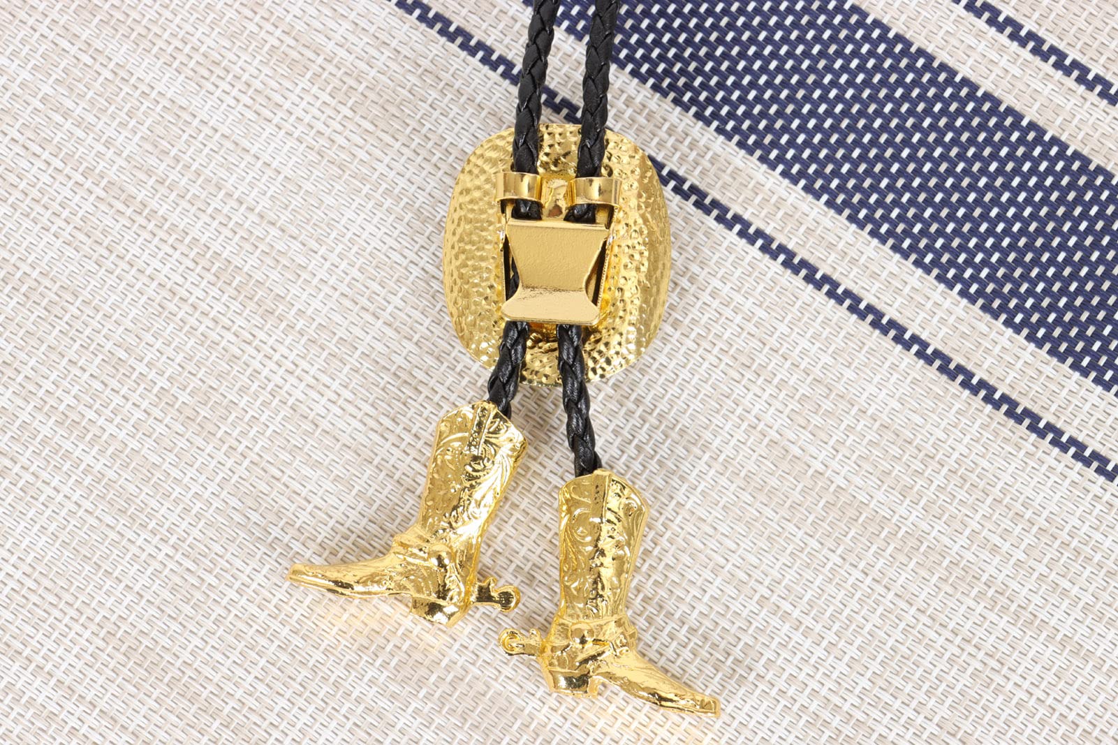 Bolo Ties for Men Western - 3D Cowboy Hat Bolo Tie Design with Vintage Cowboy Boots Bolo Tie Western Bolotie Cowboy Bola Tie (Gold Cowboy Hat Tie)