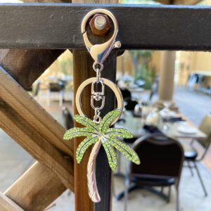 Sonoran Souvenirs Palm Tree Green Rhinestone Bling Bag Charm Tropical Party Favor Gifts Crystal Purse Charm