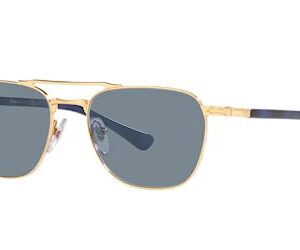 Persol PO2494S Square Sunglasses, Gold/Light Blue, 55 mm