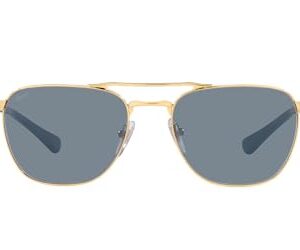 Persol PO2494S Square Sunglasses, Gold/Light Blue, 55 mm