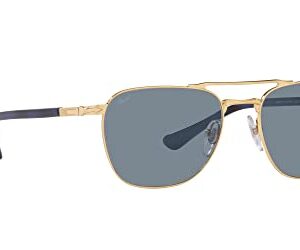 Persol PO2494S Square Sunglasses, Gold/Light Blue, 55 mm