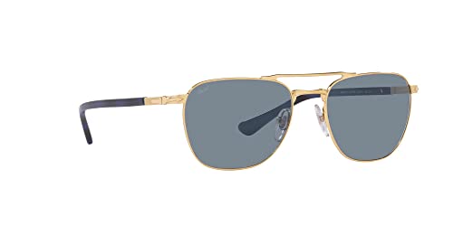 Persol PO2494S Square Sunglasses, Gold/Light Blue, 55 mm