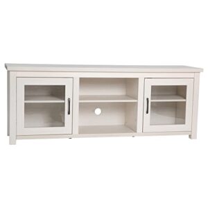 flash furniture sheffield engineered wood tv stand for 80" tvs, media console/tv cabinet with 3 adjustable shelves and glass doors, white wash finish