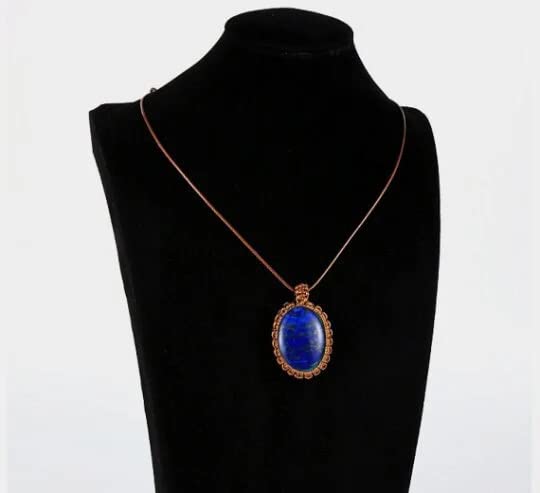 Natural Lapis Lazuli Gemstones Necklace, Discovery of Witches, Diana Bishop Necklace, Oval Lapis pendant and rope chain, blue, brown