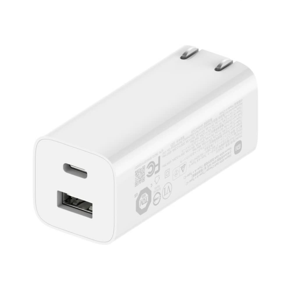 Xiaomi MI 65W GaN Charger - USB Type A + USB Type C, Small and Portable Fast Travel Charger