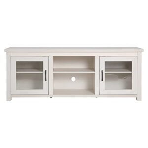 Flash Furniture Sheffield Engineered Wood TV Stand for 80" TVs, Media Console/TV Cabinet with 3 Adjustable Shelves and Glass Doors, White Wash Finish