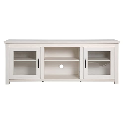 Flash Furniture Sheffield Engineered Wood TV Stand for 80" TVs, Media Console/TV Cabinet with 3 Adjustable Shelves and Glass Doors, White Wash Finish