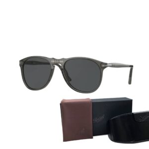 Persol PO9649S 1103B1 55MM Taupe Grey Transparent/Dark Grey Aviator Sunglasses for Men + BUNDLE With Designer iWear Eyewear Kit