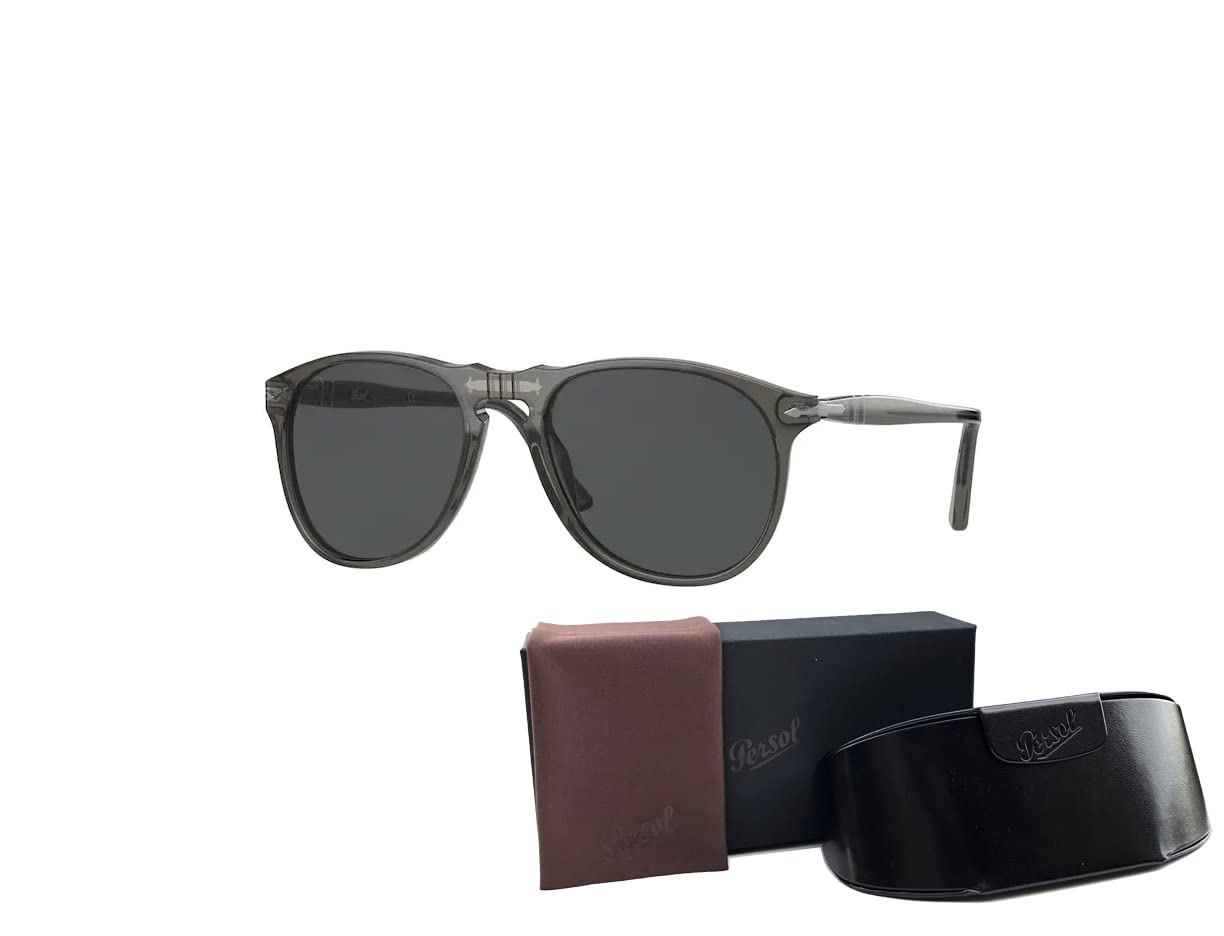 Persol PO9649S 1103B1 55MM Taupe Grey Transparent/Dark Grey Aviator Sunglasses for Men + BUNDLE With Designer iWear Eyewear Kit