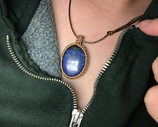 Natural Lapis Lazuli Gemstones Necklace, Discovery of Witches, Diana Bishop Necklace, Oval Lapis pendant and rope chain, blue, brown