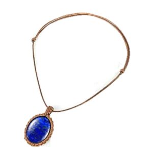 Natural Lapis Lazuli Gemstones Necklace, Discovery of Witches, Diana Bishop Necklace, Oval Lapis pendant and rope chain, blue, brown