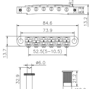 Guyker Guitar Saddle Bridge - Tune-O-Matic Bridges with Studs Replacement for LP EPI 6 String Electric Guitar (GM003, Chrome)