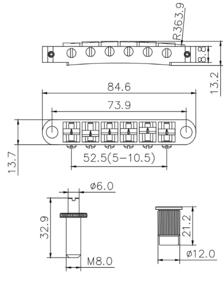 Guyker Guitar Saddle Bridge - Tune-O-Matic Bridges with Studs Replacement for LP EPI 6 String Electric Guitar (GM003, Chrome)