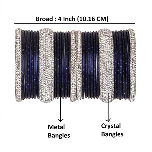 Efulgenz Indian Bangle Set for Women Cz Crystal Rhinestone Silver Bridal Bangles Set Plain Metal Bangles Bracelet Jewelry for Women Colored Bangle Sets Wedding Bangles Bollywood Style Fashion Jewelry