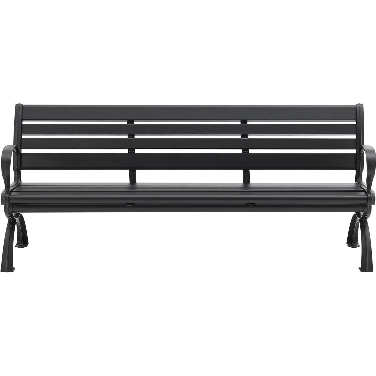 Global Industrial 6' Aluminum Park Bench with Backrest, Black