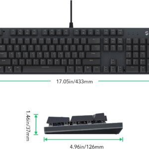 Black Shark Red Switch Mechanical Keyboard, 104 Keys Gaming Keyboard with RGB Backlit Quiet Computer Keyboard, All-Metal Panel, USB Wired Keyboard for PC Windows Mac Gamers