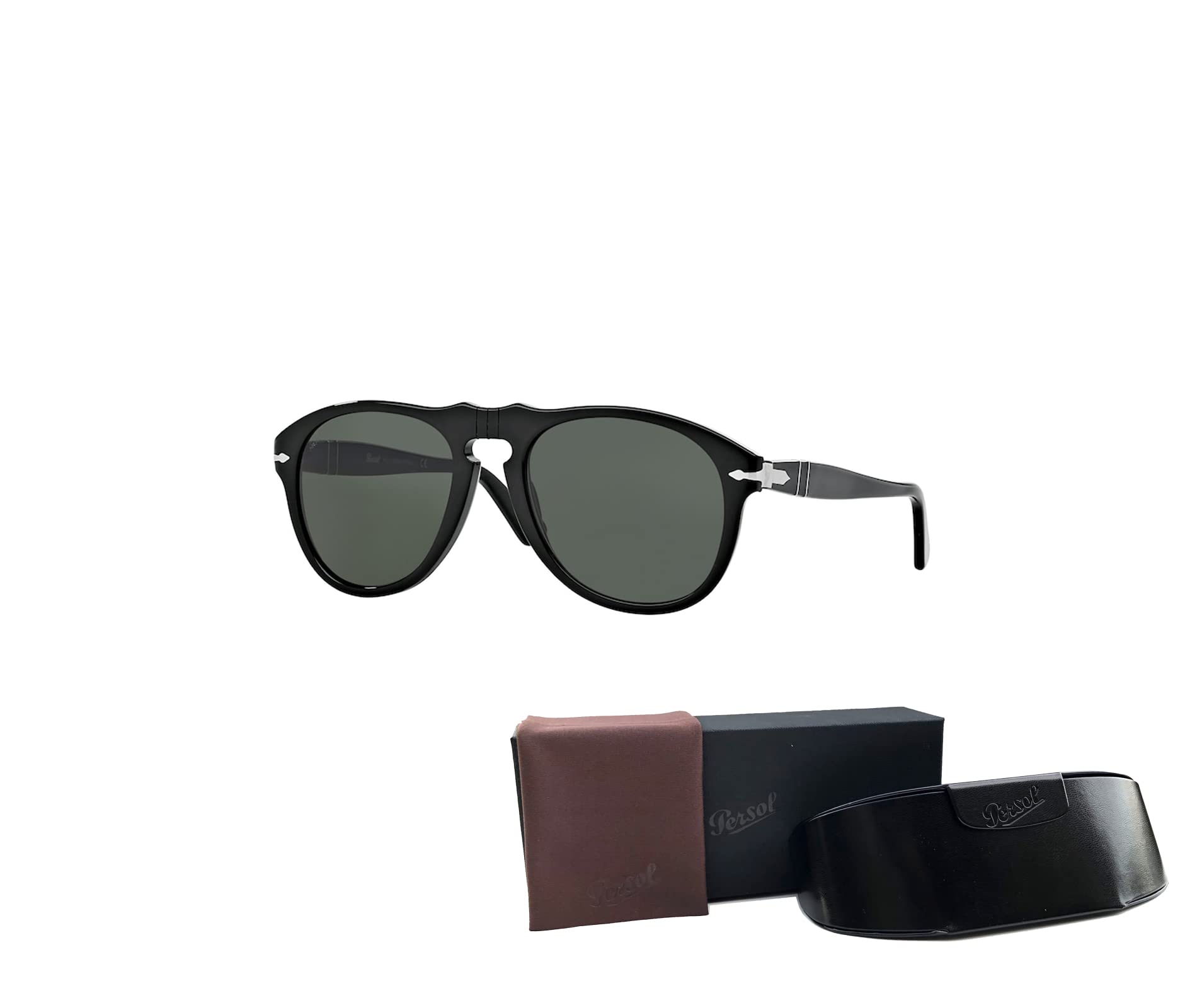 Persol PO0649 95/31 52MM Black/Green Aviator Sunglasses for Men + BUNDLE With Designer iWear Eyewear Kit