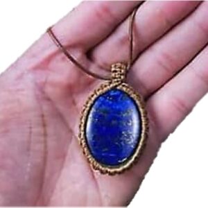 Natural Lapis Lazuli Gemstones Necklace, Discovery of Witches, Diana Bishop Necklace, Oval Lapis pendant and rope chain, blue, brown