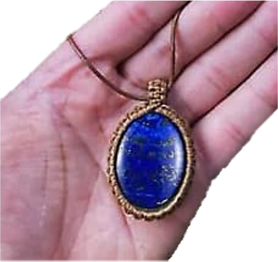 Natural Lapis Lazuli Gemstones Necklace, Discovery of Witches, Diana Bishop Necklace, Oval Lapis pendant and rope chain, blue, brown