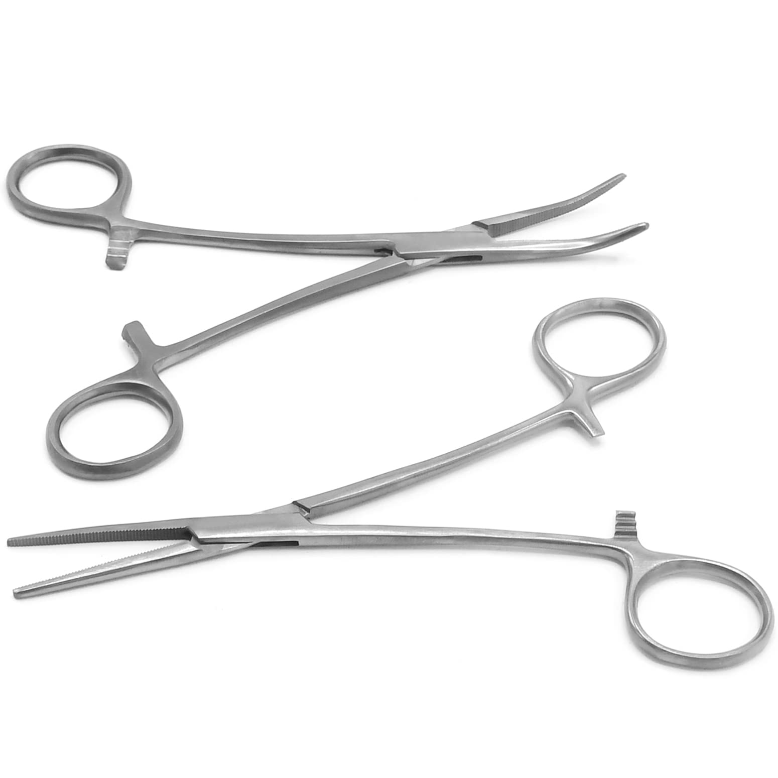 AAProTools Pair of Fishing Forceps, Straight and Curved, Stainless Steel - Ideal Fishing Pliers for Any Fishing Tackle Kit