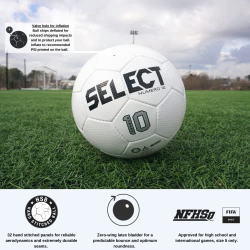 Select Numero 10 V22 Soccer Ball, All White, Size 4