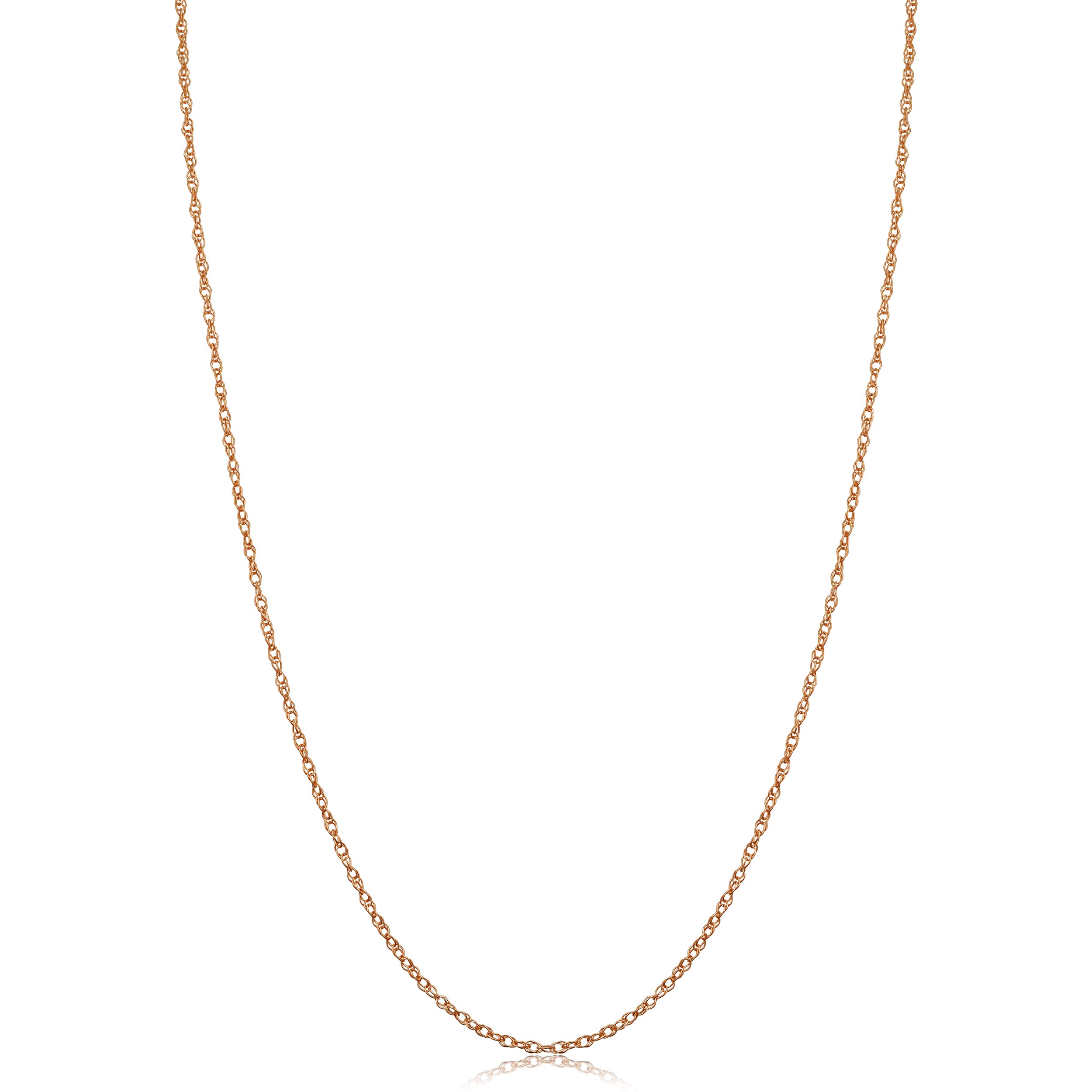 Kooljewelry 14k Rose Gold Rope Chain Pendant Necklace (1 mm, 24 inch)