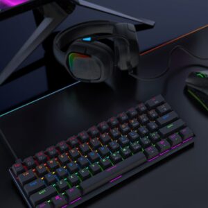 Black Shark Red Switch Mechanical Keyboard, 104 Keys Gaming Keyboard with RGB Backlit Quiet Computer Keyboard, All-Metal Panel, USB Wired Keyboard for PC Windows Mac Gamers