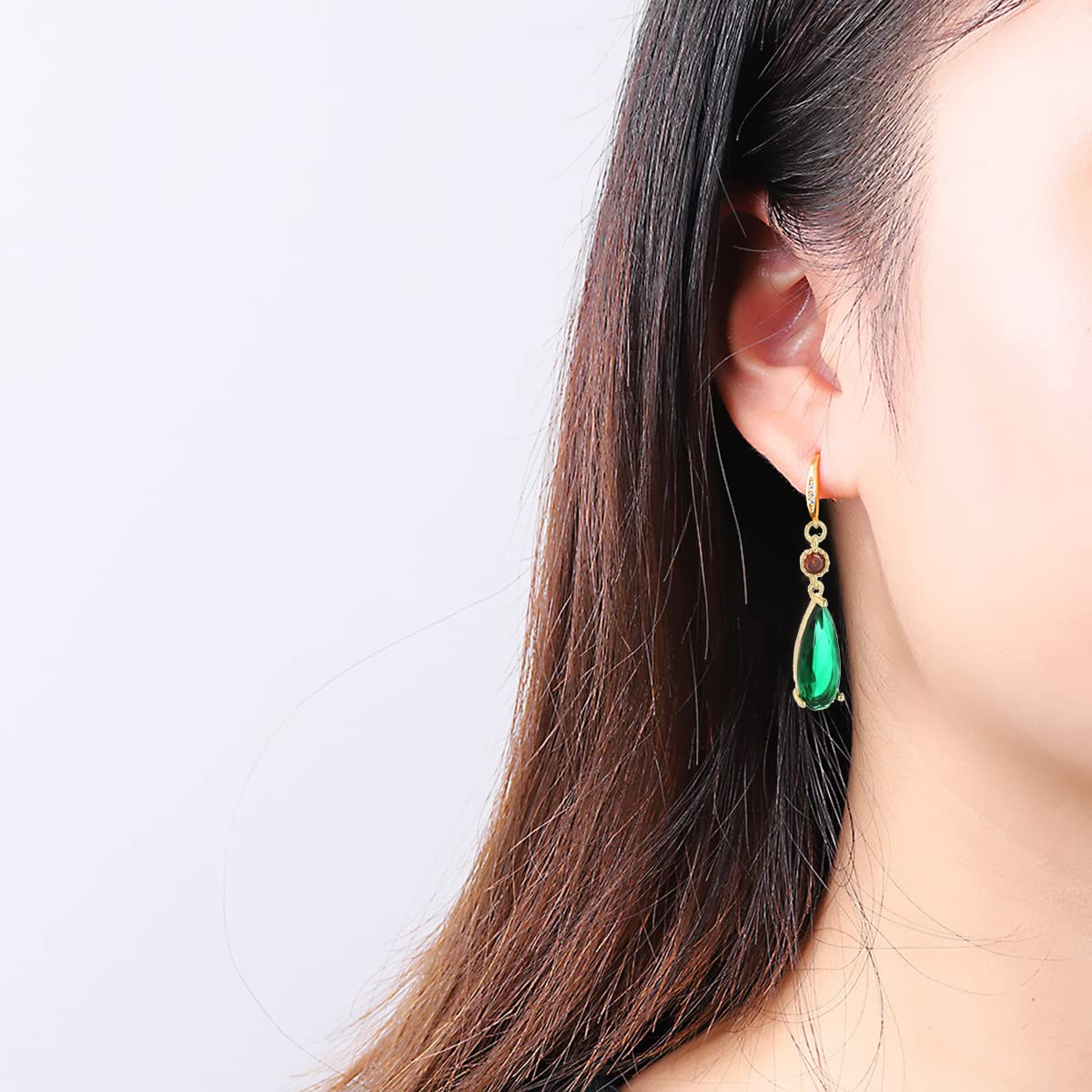 Howl's Earrings, Howl's Castles Moving Earrings, Green Water Drop Dangle Earrings, Costume Cosplay Anime Earrings, Huggie Hoop Earrings for Women