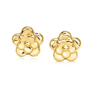 ross-simons 14kt yellow gold flower stud earrings