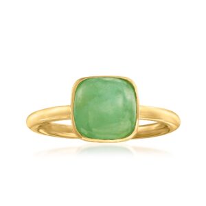 Ross-Simons Bezel-Set Jade Ring in 18kt Gold Over Sterling. Size 9