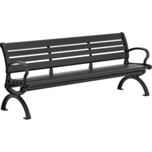 global industrial 6' aluminum park bench with backrest, black