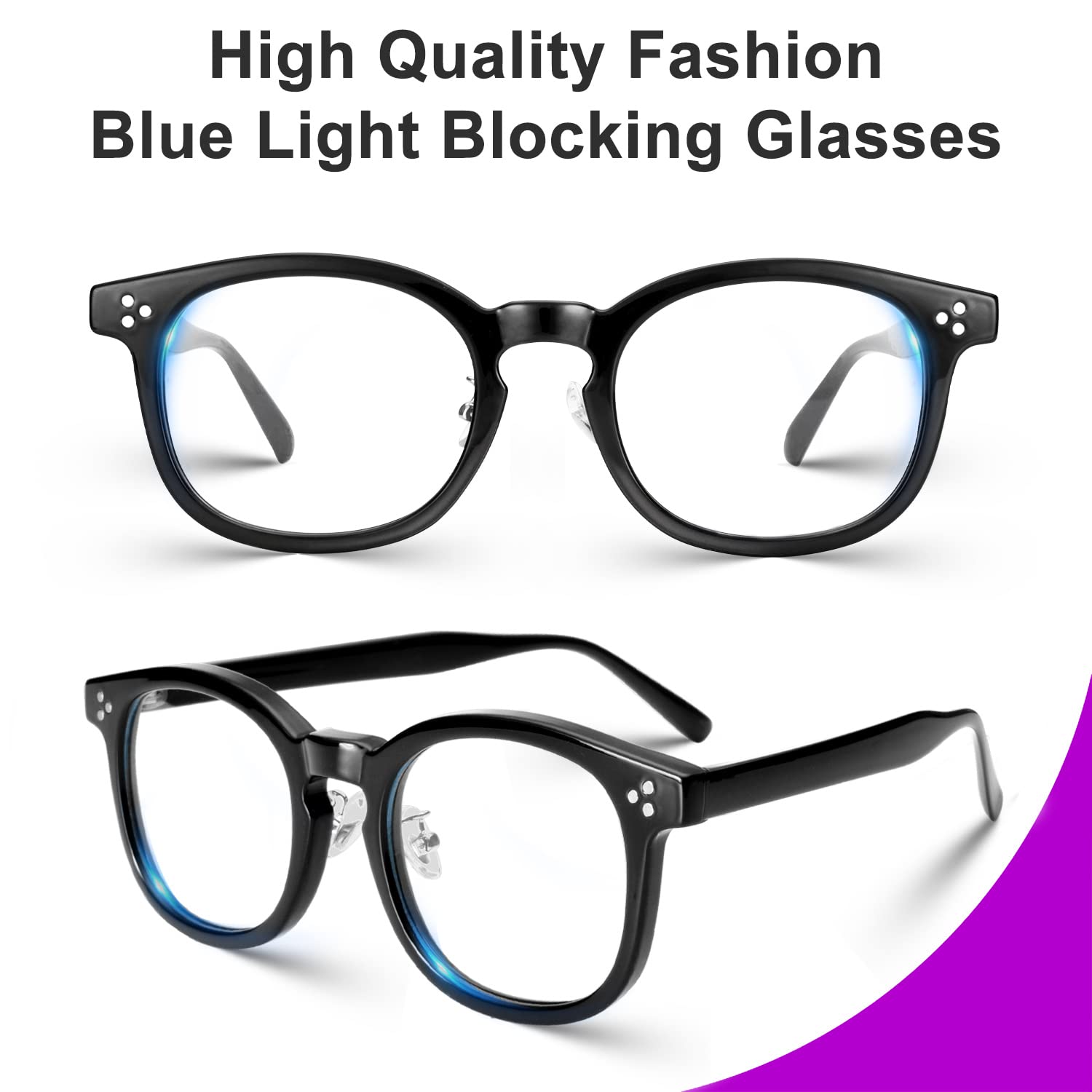 Fashion Square Blue Light Blocking Glasses with TR90 Frame Rectangle Eyeglasses Anti Blue Ray for Women Men Black Chasity