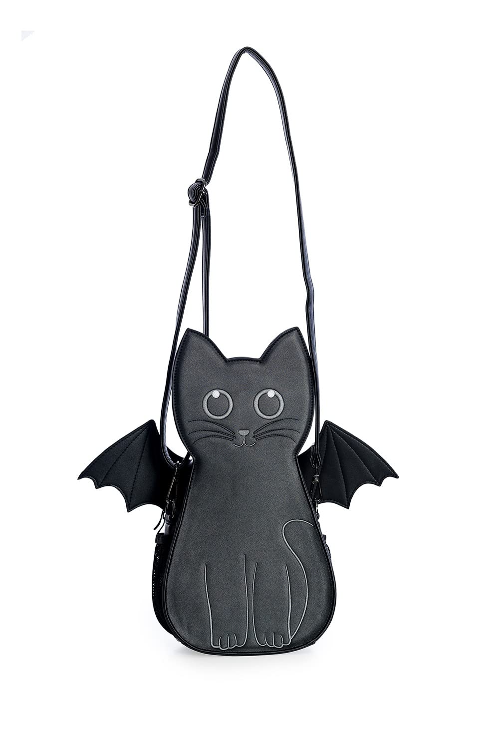 Lost Queen Women's Wendigo Bag Convertible Backpack Cute Black Cat Bat Crossbody Purse