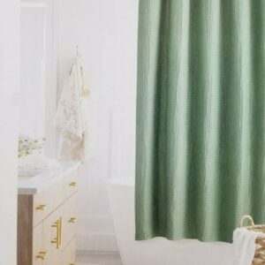 Threshold Waffle Weave Fabric Shower Curtain 72" x 72"- Green