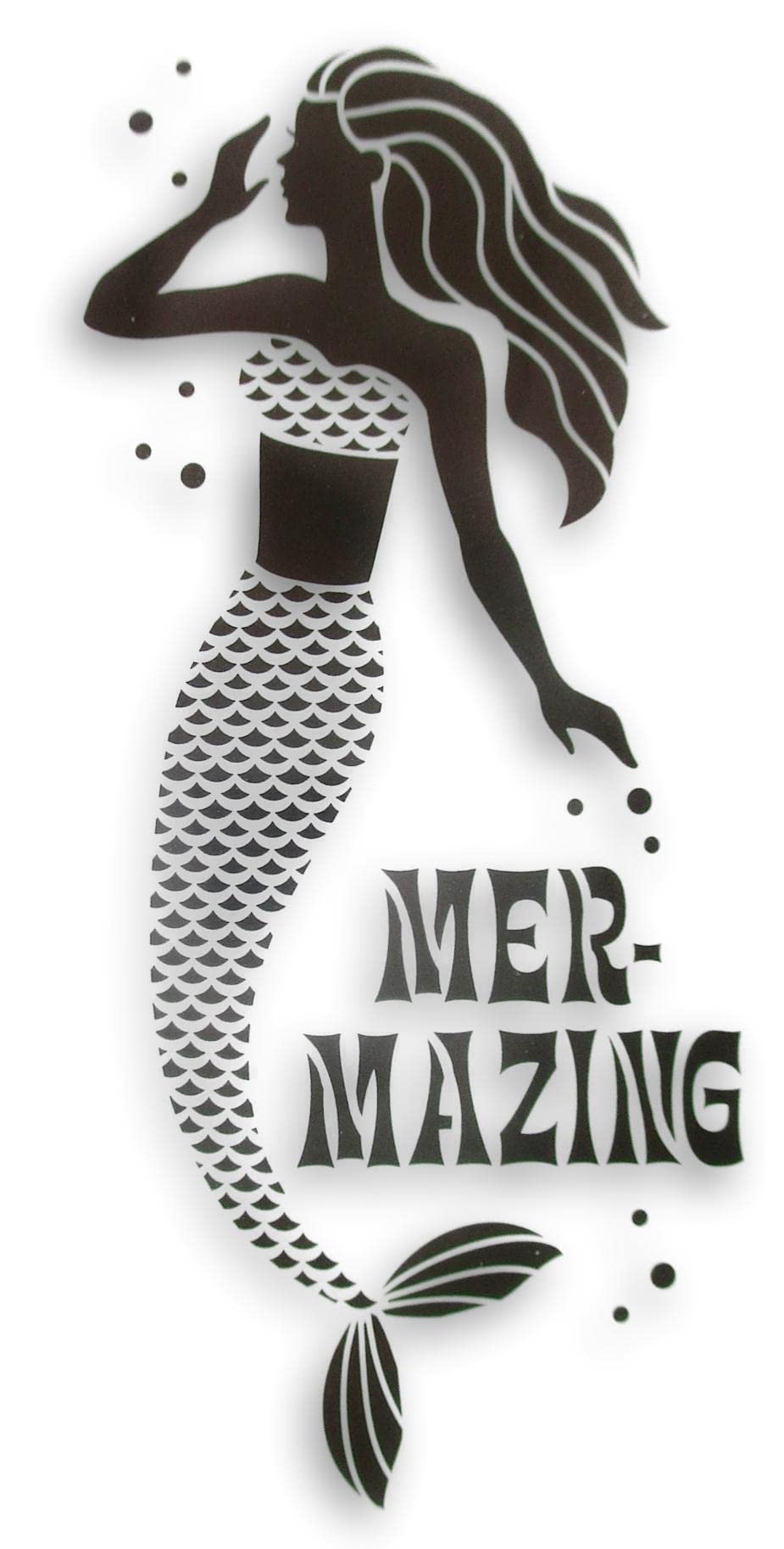 Craft Supply Mermaid Stencil - Adhesive Laser-Cut Reusable Stencil - 12.25 Inches, White