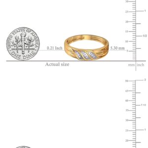 Dazzlingrock Collection 0.10 Carat Round White Diamond Illusion Wedding Trio Ring Set in Yellow Gold Plated Sterling Silver, Women size 10 and Men size 10.5