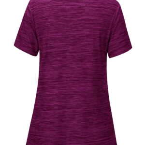 Viracy Womens Golf Apparel, V Neck Yoga Tops Short Sleeve Quick Dry Loose Fit Lightweight Breathable Running Hiking Workout Clothes, Purple-2XL