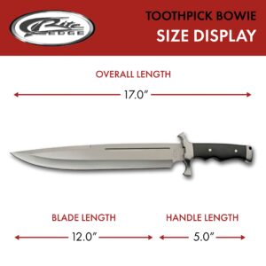 SZCO Supplies 17" Silver Wood Handled Bowie Blade Toothpick Outdoor Hunting Knife With Sheath, Black/Silver (211554)