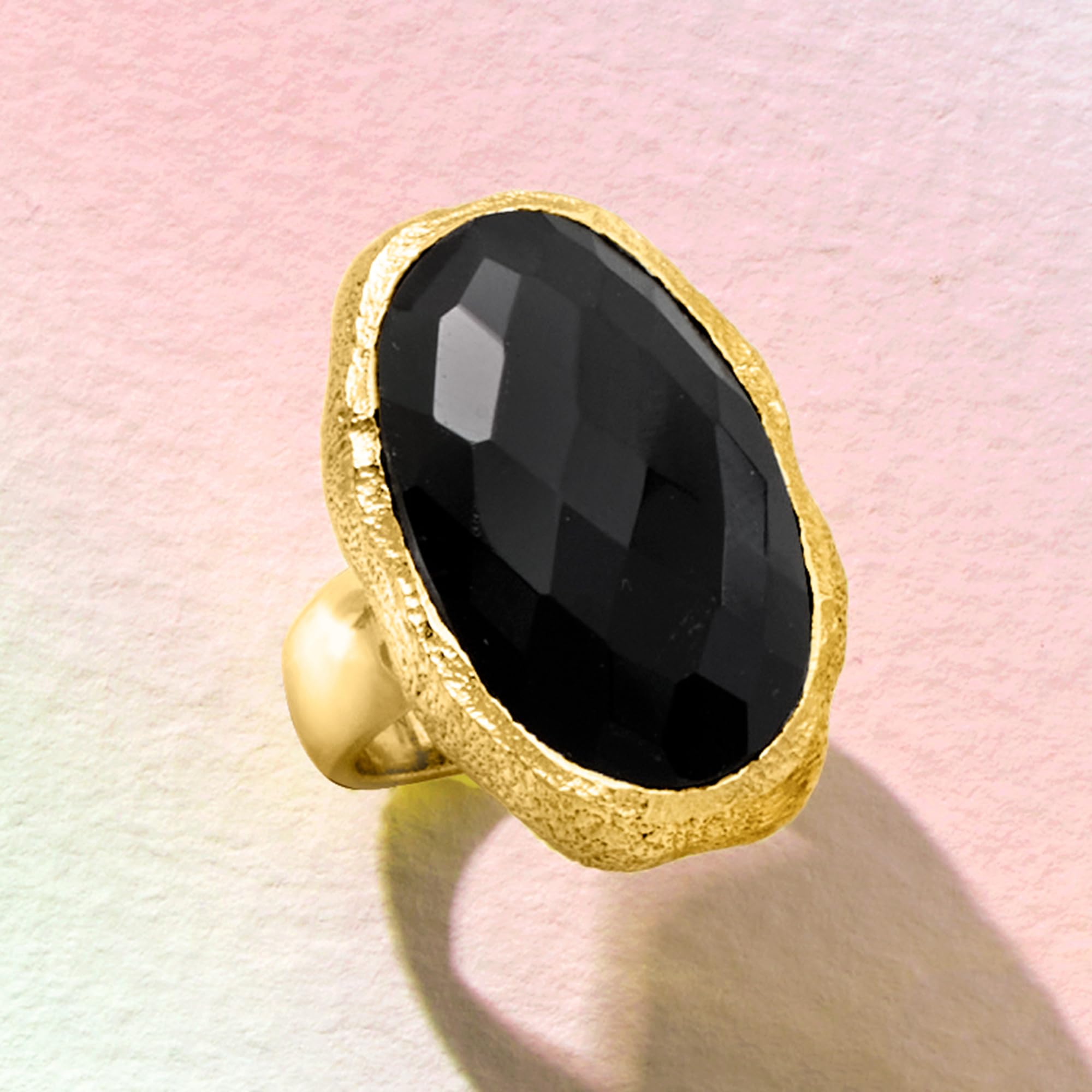 Ross-Simons Onyx Ring in 18kt Gold Over Sterling. Size 8