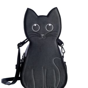 Lost Queen Women's Wendigo Bag Convertible Backpack Cute Black Cat Bat Crossbody Purse