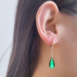 Howl's Earrings, Howl's Castles Moving Earrings, Green Water Drop Dangle Earrings, Costume Cosplay Anime Earrings, Huggie Hoop Earrings for Women